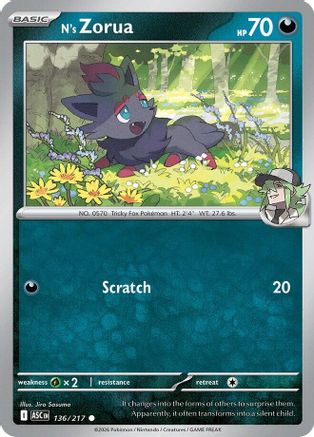 Image of N's Zorua 136  - Reverse Holofoil ME Ascended Heroes - Common