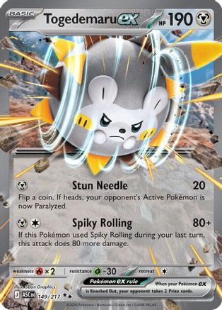 Image of Togedemaru ex 149  - Holofoil ME Ascended Heroes - Double Rare