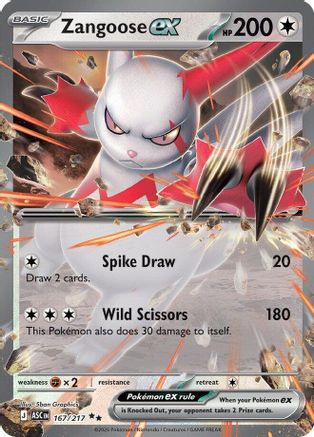Image of Zangoose ex 167  - Holofoil ME Ascended Heroes - Double Rare