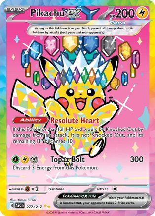 Image of Pikachu ex 277/217  - Holofoil ME Ascended Heroes - Special Illustration Rare