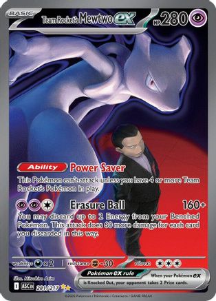 Image of Team Rocket's Mewtwo ex 281/217  - Holofoil ME Ascended Heroes - Special Illustration Rare