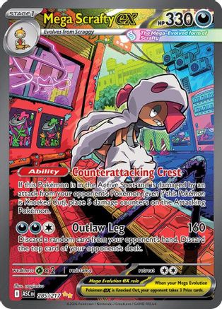 Image of Mega Scrafty ex 285/217  - Holofoil ME Ascended Heroes - Special Illustration Rare