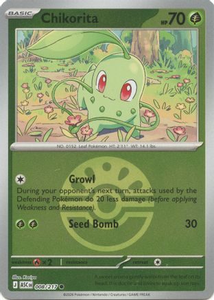Image of Chikorita (Friend Ball) 008  - Reverse Holofoil ME Ascended Heroes - Common