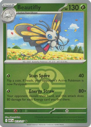 Image of Beautifly (Love Ball) 013/217  - Reverse Holofoil ME Ascended Heroes - Uncommon