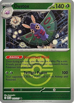 Image of Dustox (Love Ball) 015/217  - Reverse Holofoil ME Ascended Heroes - Uncommon