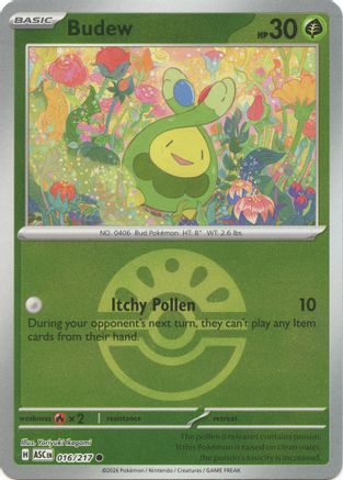 Image of Budew (Friend Ball) 016/217  - Reverse Holofoil ME Ascended Heroes - Common