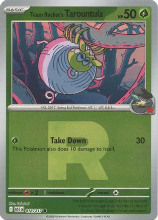 Image of Team Rocket's Tarountula (Team Rocket) 018  - Reverse Holofoil ME Ascended Heroes - Common