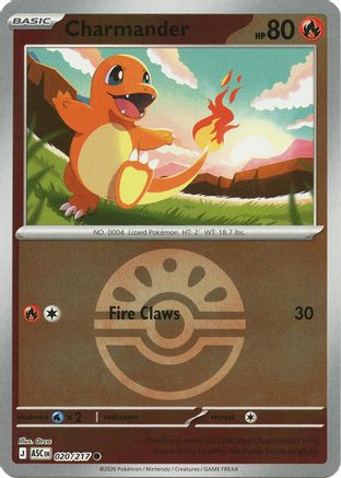 Image of Charmander (Quick Ball) 020  - Reverse Holofoil ME Ascended Heroes - Common