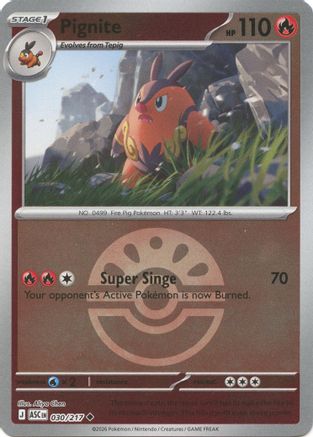 Image of Pignite (Friend Ball) 030  - Reverse Holofoil ME Ascended Heroes - Uncommon