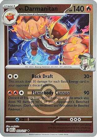 Image of N's Darmanitan (Poke Ball) 033  - Reverse Holofoil ME Ascended Heroes - Uncommon