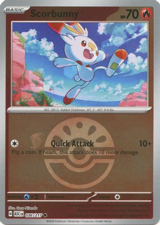 Image of Scorbunny (Friend Ball) 036/217  - Reverse Holofoil ME Ascended Heroes - Common