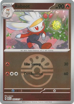Image of Raboot (Friend Ball) 037  - Reverse Holofoil ME Ascended Heroes - Common