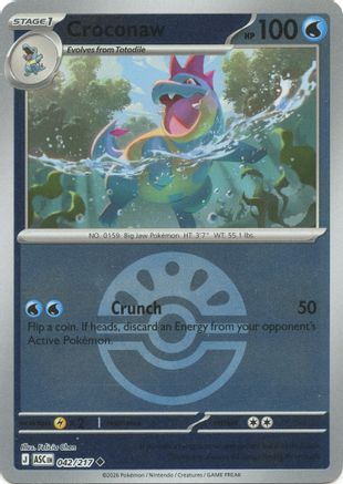 Image of Croconaw (Friend Ball) 042  - Reverse Holofoil ME Ascended Heroes - Uncommon