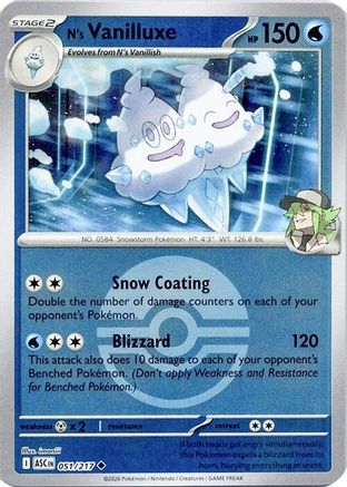 Image of N's Vanilluxe (Poke Ball) 051  - Reverse Holofoil ME Ascended Heroes - Uncommon