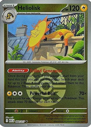 Image of Heliolisk (Quick Ball) 064/217  - Reverse Holofoil ME Ascended Heroes - Uncommon