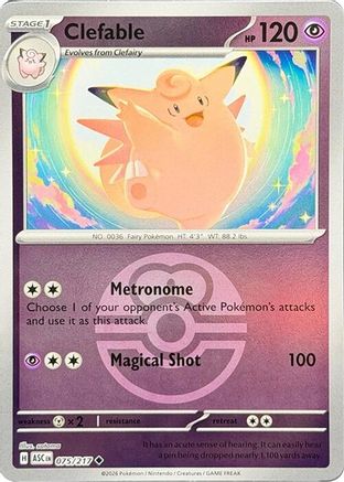 Image of Clefable (Love Ball) 075  - Reverse Holofoil ME Ascended Heroes - Uncommon