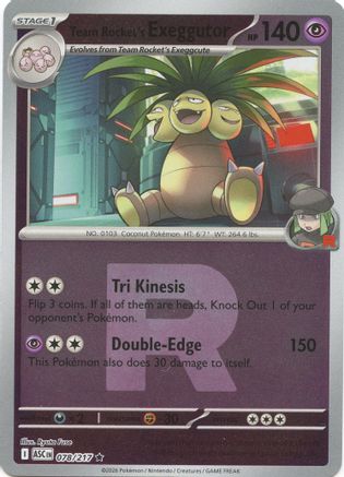 Image of Team Rocket's exeggutor (Team Rocket) 078  - Reverse Holofoil ME Ascended Heroes - Rare