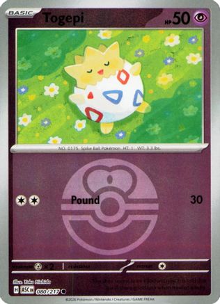 Image of Togepi (Love Ball) 080  - Reverse Holofoil ME Ascended Heroes - Common