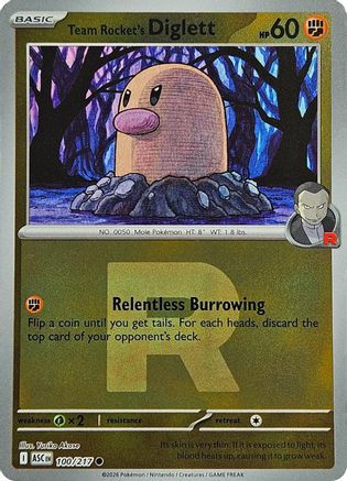 Image of Team Rocket's Diglett (Team Rocket) 100  - Reverse Holofoil ME Ascended Heroes - Common