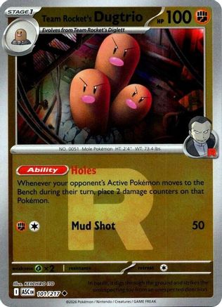 Image of Team Rocket's Dugtrio (Team Rocket) 101/217  - Reverse Holofoil ME Ascended Heroes - Uncommon