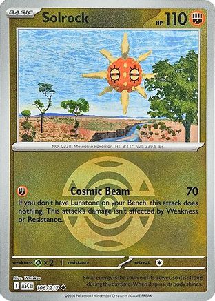 Image of Solrock (Dusk Ball) 106  - Reverse Holofoil ME Ascended Heroes - Uncommon