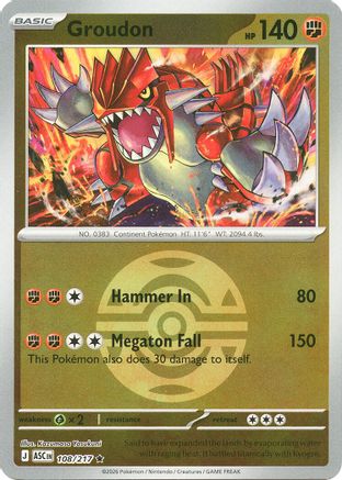 Image of Groudon (Dusk Ball) 108  - Reverse Holofoil ME Ascended Heroes - Rare