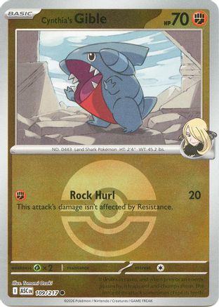 Image of Cynthia's Gible (Poke Ball) 109  - Reverse Holofoil ME Ascended Heroes - Common