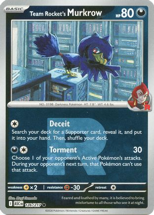 Image of Team Rocket's Murkrow (Team Rocket) 126  - Reverse Holofoil ME Ascended Heroes - Common