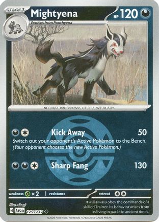 Image of Mightyena (Dusk Ball) 129/217  - Reverse Holofoil ME Ascended Heroes - Uncommon