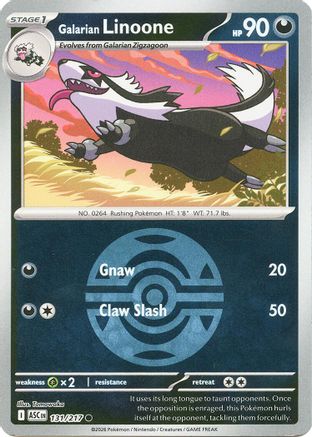Image of Galarian Linoone (Dusk Ball) 131  - Reverse Holofoil ME Ascended Heroes - Common