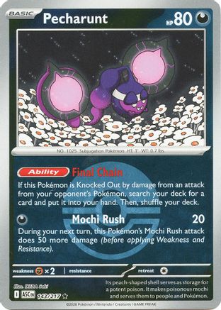 Image of Pecharunt (Poke Ball) 143  - Reverse Holofoil ME Ascended Heroes - Rare