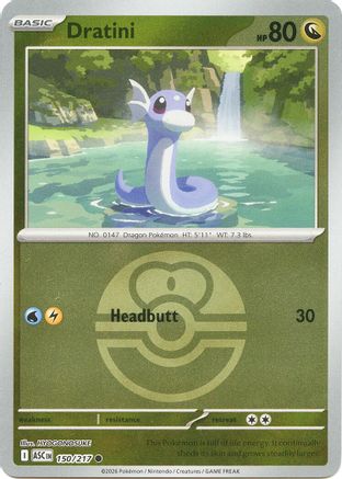 Image of Dratini (Love Ball) 150  - Reverse Holofoil ME Ascended Heroes - Common