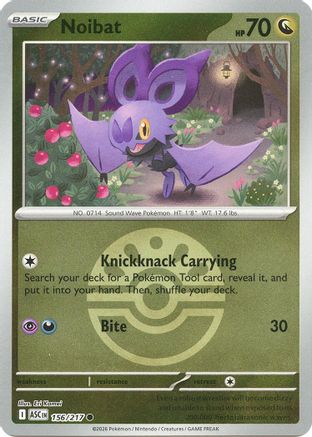 Image of Noibat (Friend Ball) 156  - Reverse Holofoil ME Ascended Heroes - Common