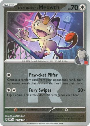 Image of Team Rocket's Meowth (Team Rocket) 161  - Reverse Holofoil ME Ascended Heroes - Common