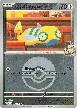 Image of Larry's Dunsparce (Poke Ball) 163  - Reverse Holofoil ME Ascended Heroes - Common