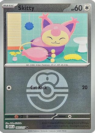 Image of Skitty (Love Ball) 165  - Reverse Holofoil ME Ascended Heroes - Common