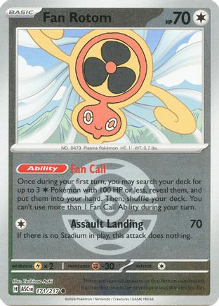 Image of Fan Rotom (Dusk Ball) 171/217  - Reverse Holofoil ME Ascended Heroes - Common