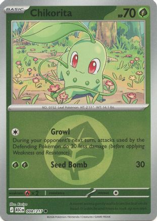 Image of Chikorita (Energy Symbol Pattern) 008  - Reverse Holofoil ME Ascended Heroes - Common