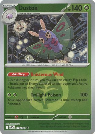 Image of Dustox (Energy Symbol Pattern) 015/217  - Reverse Holofoil ME Ascended Heroes - Uncommon