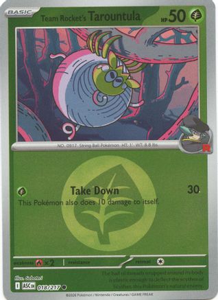 Image of Team Rocket's Tarountula (Energy Symbol Pattern) 018  - Reverse Holofoil ME Ascended Heroes - Common