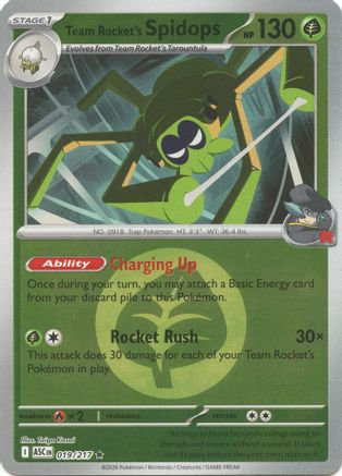 Image of Team Rocket's Spidops (Energy Symbol Pattern) 019  - Reverse Holofoil ME Ascended Heroes - Rare
