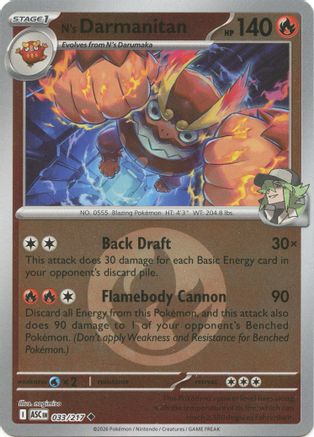 Image of N's Darmanitan (Energy Symbol Pattern) 033  - Reverse Holofoil ME Ascended Heroes - Uncommon