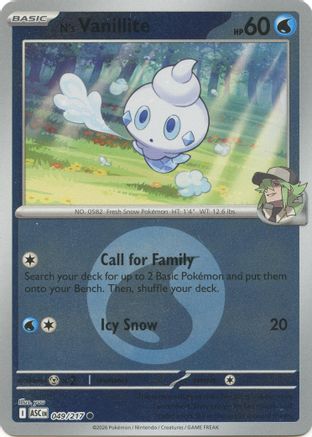 Image of N's Vanillite (Energy Symbol Pattern) 049  - Reverse Holofoil ME Ascended Heroes - Common