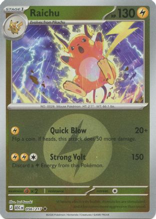 Image of Raichu (Energy Symbol Pattern) 056  - Reverse Holofoil ME Ascended Heroes - Uncommon