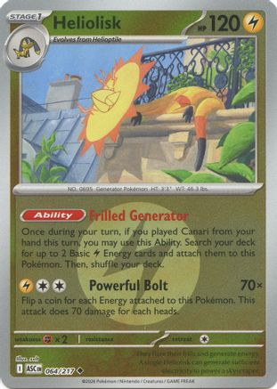 Image of Heliolisk (Energy Symbol Pattern) 064/217  - Reverse Holofoil ME Ascended Heroes - Uncommon