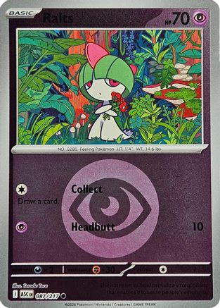 Image of Ralts (Energy Symbol Pattern) 087  - Reverse Holofoil ME Ascended Heroes - Common