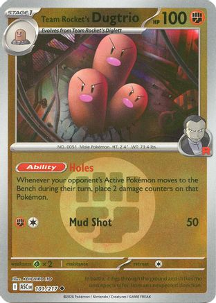 Image of Team Rocket's Dugtrio (Energy Symbol Pattern) 101/217  - Reverse Holofoil ME Ascended Heroes - Uncommon