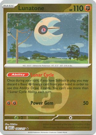 Image of Lunatone (Energy Symbol Pattern) 105  - Reverse Holofoil ME Ascended Heroes - Rare