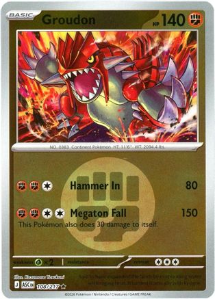 Image of Groudon (Energy Symbol Pattern) 108  - Reverse Holofoil ME Ascended Heroes - Rare