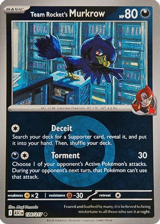 Image of Team Rocket's Murkrow (Energy Symbol Pattern) 126  - Reverse Holofoil ME Ascended Heroes - Common